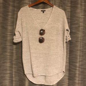 Express gray knit asymmetrical sweater